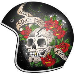 Мотошлем MT LE MANS 2 SV Skull Roses Gloss Red XS